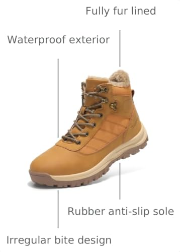 Image of TSIODFO Men's Snow Boots Outdoor Waterproof Winter Boots Fur Lined Cold Weather Shoes