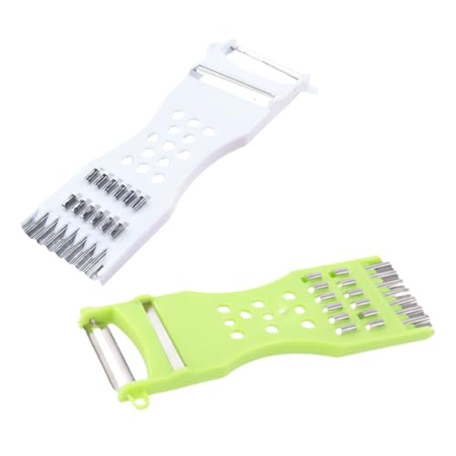 Set di 2 Pelapatate Multifunzione 6 in 1, Pelapatate e Pelatutto, Grattugia con Lame in Acciaio Inox, Impugnatura Ergonomica in Plastica Resistente, Taglia Verdure Portatile da Cucina