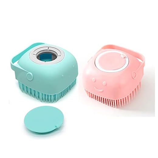 2Pack Dog Scrubber for Bath Soft Silicone Dog Shampoo Brush Shampoo Massage Dispenser Shower Brush Soft Shampoo Dispenser For Short Long Haired Dogs And Cats(Green+Pink)