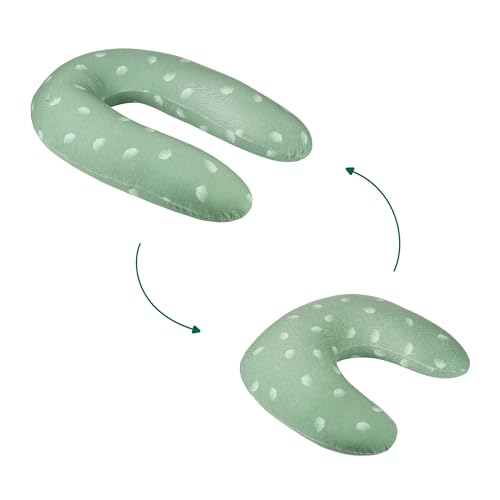 Babymoov Coussin de Grossesse et d'allaitement B.Love 2en1 Wind Green - Breveté : 1 Coussin / 2 Tailles - Microbilles Toxproof - Certifié OekoTex & GOTS - Made in Europe