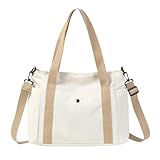 Sacola grande de lona para mulheres e homens - Bolsa de ombro minimalista elegante bolsa tiracolo para uso diário sem esforço, Bege