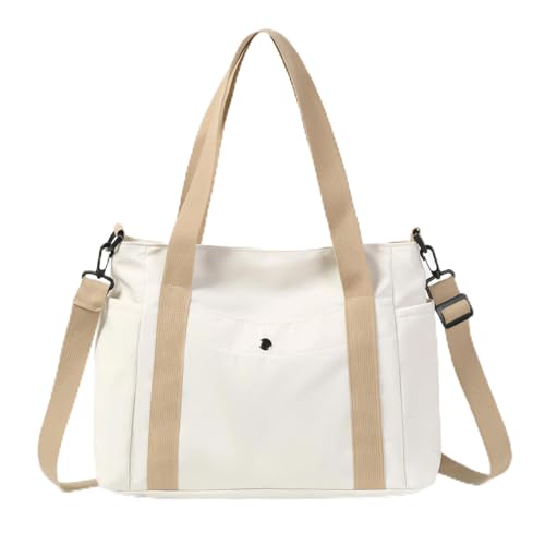 Sacola grande de lona para mulheres e homens - Bolsa de ombro minimalista elegante bolsa tiracolo para uso diário sem esforço, Bege