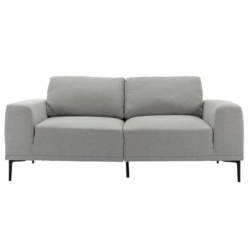 Large Sofa, 74.8 Inch Linen Fabric Loveseat Couch Mid-Century Modern Upholstered Accent Couches for Living Room, Apartment, Bedroom,Light Grey