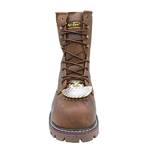 Ad Tec Men's 1021 Brown 8" Waterproof Crazy Horse Leather Logger Work Boots | Composite Safety Toe, Goodyear Welt Construction, Electrical Hazard Outsole, Oil Resistant Lug Sole3