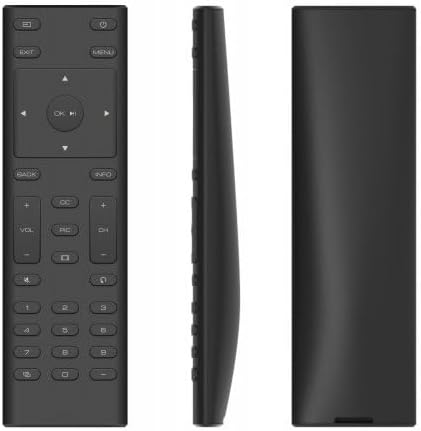 lateral view of Smartby XRT135 remote control, showing its slim profile and the battery compartment on the back.