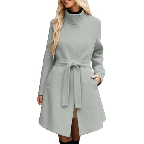 Manteau en laine pour femme long et chaud avec col à revers