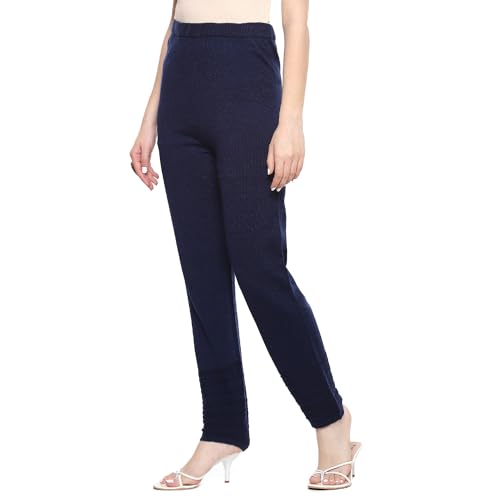 Image of Rangriti Mustard Acrylic Regular Solid Legging for Women