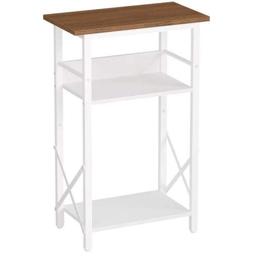 Image of HOOBRO 10 Gallon Aquarium Stand, 3-Tier Fish Tank Stand with Storage, Reptile Turtle Tank Stand with Metal Frame, 20.5 inch L x 11 inch W, Walnut and White WH52FT01