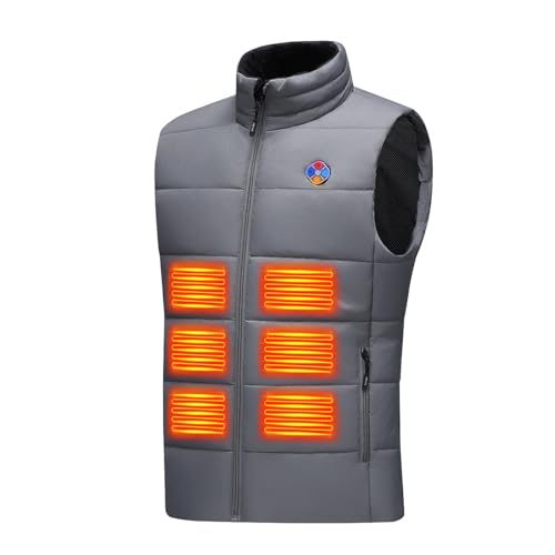 [Jelva] 電熱ベスト 加熱ベスト 25箇所発熱 ヒーター ヒートジャケット 独立スイッチ メンズ レディース 加熱服 6段階温度調整 速暖 保温 丸洗い (JP, アルファベット, 4XL, グレー（本体のみ）)のサムネイル