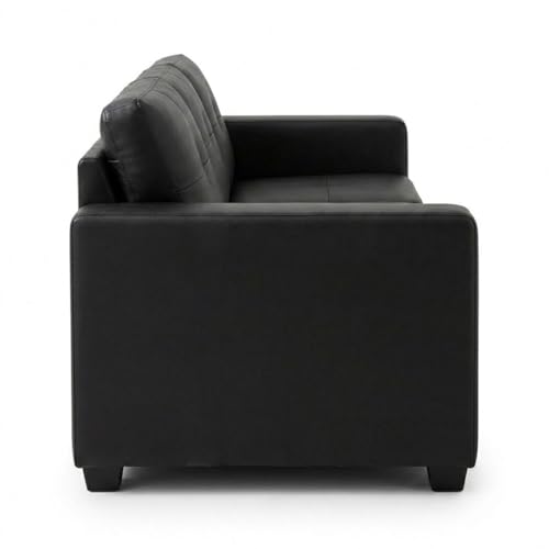 Image of FURNY Hariston 5 Seater Leatherette 3+2 Sofa Set (Black) in Premium Finish| Durable Comfort | Ideal for Living Room