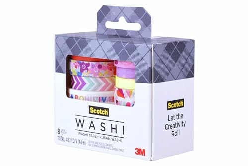 Image of Scotch Expressions Washi Tape, 8 Rolls, Assorted Sizes & Colors, Great for Decorating and Crafts