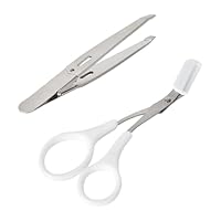 2 Stück Augenbrauen Set,Augenbrauenform-Schere und Pinzette, Augenbrauen-Kamm,Edelstahl Augenbrauentrimmer mit Kamm Pinzette,Rostfreier Stahl Pinzett für Frauen und Männer