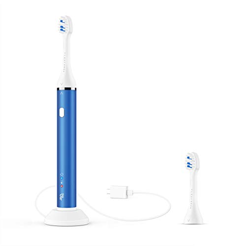 Electric Toothbrush for Adults, Rechargeable Toothbrush with 3 Modes and 2 Replacement Heads, Soft Bristles for Sensitive Gum Care, USB Charging Power Toothbrushes for Travel-Blue