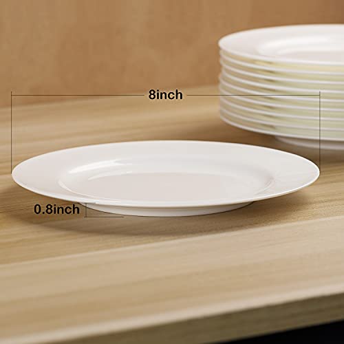Kybscz Bone China Dinner Plates Set Of 10, Ceramic Plates, Salad Plates, Round And White Plates, Appetizer Plates For Party And Wedding, Dishwasher & Microwave Safe, 8 Inch #TOP1