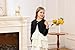 NikNio Girls Cardigan Long Sleeve Fluffy Bolero Shrug Open Front Knit Cover Up with Button Closure for Fall Winter Black 9-10 Years