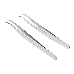 MERRYHAPY 2pcs Eyelash Extension Tweezers Hair Remover Tool Eyebrow Hair Remover Eyebrow Picker Eyebrow Clamps Lash Tweezers Eyelash Grafting Tools Fake Eyelashes Stainless Steel