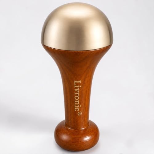 Image of Livronic Kansa Vati Foot Massager with Teak Wood Handle | Large Ayurvedic Bronze Kansya Vatki (Katori) | Kansa Wand for Foot Massage, Reflexology, Relaxation, Stress Relief & Daily Foot Care | Premium Swakansa Wellness Tool (PLAIN SURFACE)