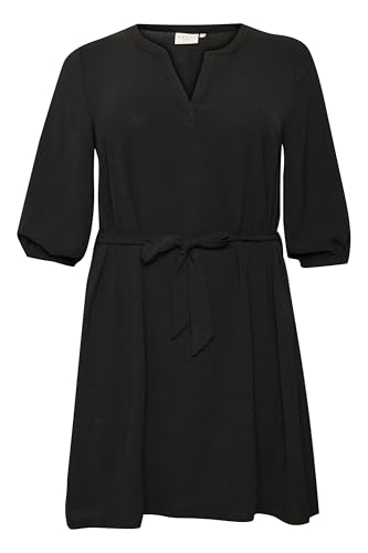 Robe femme col V cranté manches courtes mi-longue coupe droite confortable