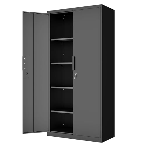 HOMOFFICE Metal Garage Storage Cabinet with Lock, 71" Tall Steel