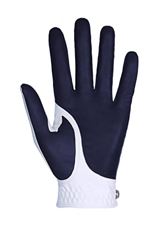 Men's Golf Glove Colorful Cabretta Leather And Synthetic Leather,Three Pack（Left Is Wear On Left Hand,Right Is Wear On Right Hand） Four Colors To Choose From Navy Blue/Sky/Red/Coffee(Navy,M,Left) #TOP3