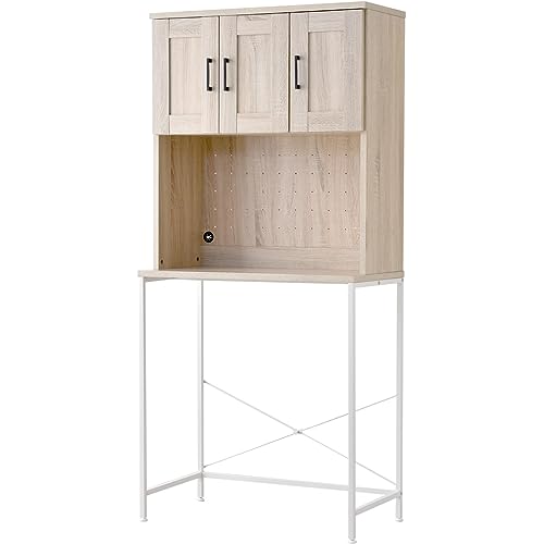 ワイエムワールド 食器棚 ゴミ箱上ラック レンジ台 幅80cm 木製 オーク×ホワイト 00-100082