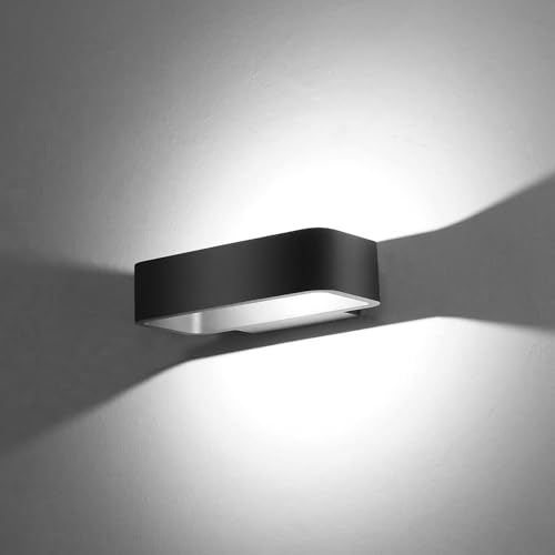 HLFVLITE LED Outside Wall Light, Aluminum Outdoor Wall Light, IP54 Waterproof Garden Decor Lamp House Number Light for Porch, Balcony, Patio, Garage, 800LM 6400K Cold White, Anthracite Gray