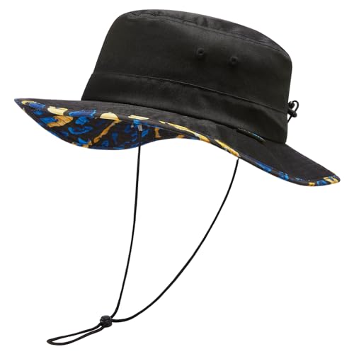 UVSAI UPF 50+ Foldable Sun Hat Patterned Under Brim Bucket Hats for Summer Hiking Fishing Beach Safari Men Women Black