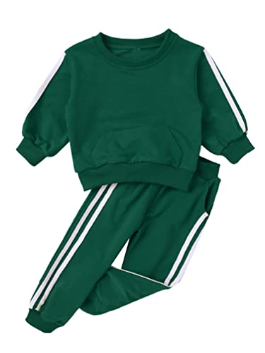 TiaoBug Kids Boys Girls Long Sleeves Clothes Set Tracksuit Zip Up Hooded Sweatshirt with Pants Toddlers Sweatsuit Set3