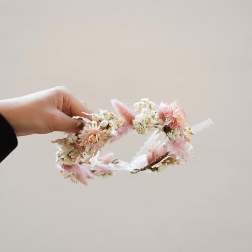 Corona de flores secas Boho para novia DXXD miniatura 5
