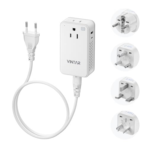 Image of Mini 220V to 110V Converter for European Travel, VINTAR 200W Universal Travel Adapter Voltage Converter US to Europe, International Step Down Power Converter Adapter Combo for EU UK AUS India