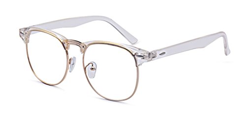 Outray Vintage Retro Classic Half Frame Horn Rimmed Clear Lens Glasses for Men Women 2135c5 Transparent