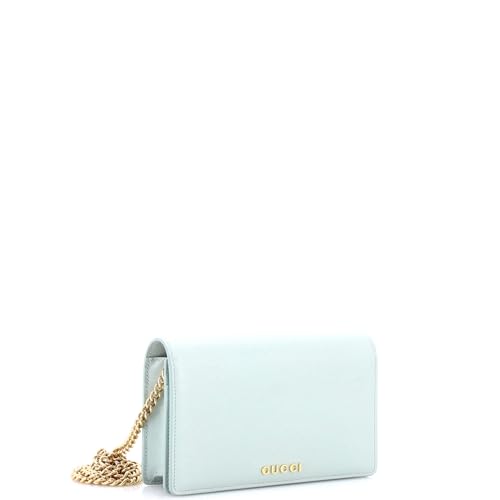 Pre-Loved Script Logo Chain Wallet Leather Small, Green2