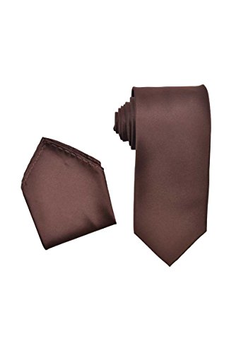 Men's Premium Solid Vest - NeckTie – Bow Tie - Pocket Square 4 Piece Set for Suits & Tuxedos (Brown, 2XL)3