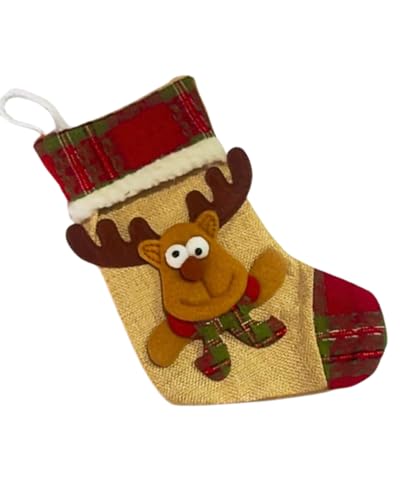 KINDU - Meia Natalina Decorativa, 25 cm, Bege com Rena