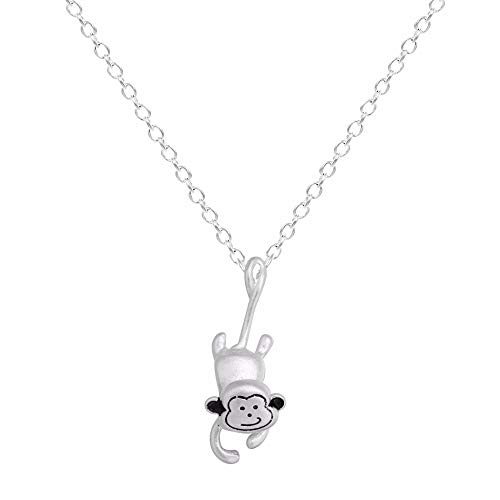 QIANDI - Collar de plata de ley 925 con colgante de mono en 3D para mujeres y niñas, Plata esterlina, 36
