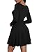 Cicy Bell Damen Kleider Langarm Quadratischer Ausschnitt Partykleid Rüschensaum Korsett Minikleid Geraffte Taille Kleid Kurz Elegant Bodycon Schwarz S