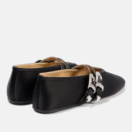 Women's Round Closed Toe Ballerina Flats Double Strap with Buckle Comfortable Mary Jane Flat Shoes Work Date Dressy Ballet Flats for Women2