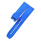 ROUHO Flessibile Gomma Cinturino Orologio Ricambio Resistente Sudore Bracciale Orologio per Breitling Superocean Blackbird-Azzurro 22mm