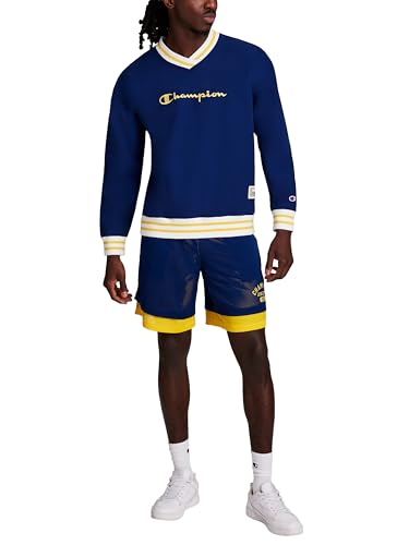 Image of Champion Men's Lightweight V-Neck Woven Pullover, Standard Fit, Script Logo