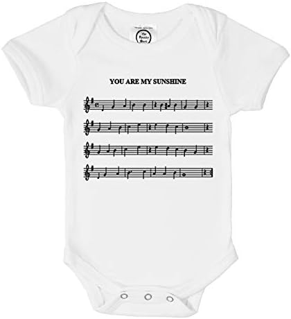 The Spunky Stork Baby You are My Sunshine Sheet Music Organic Newborn Bodysuit (6-12m)
