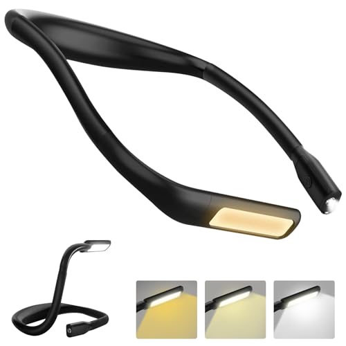 Dioxide Lampada da Lettura, LED luce del libro, Ricaricabile,3 Colori Luminosità Infiniti Modalità Dimmer, Bracci pieghevoli, mani libere