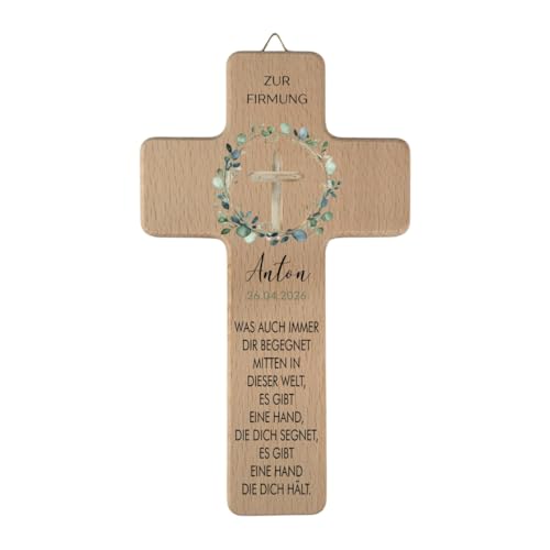 minimutz Personalisiertes Holzkreuz zur Firmung, Firmgeschenk Wandkreuz mit Namen, Datum & Segensspruch, Geschenk Patenkind Enkel (Firmung Kreuz) minimutz Personalisiertes Holzkreuz zur Firmung, Firmgeschenk Wandkreuz mit Namen, Datum & Segensspruch, Geschenk Patenkind Enkel (Firmung Kreuz)