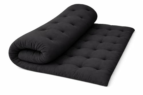 Image of ATOOTFUSION Soft Cotton Quilt | Foldable Light Weight Filled Single Firm Cotton Quilt Mattress| Gadda (Solid Coloured, 2 Sleeping Capacity, 5 x 6 ft or 72 x 60 Inches Queen) (Black)