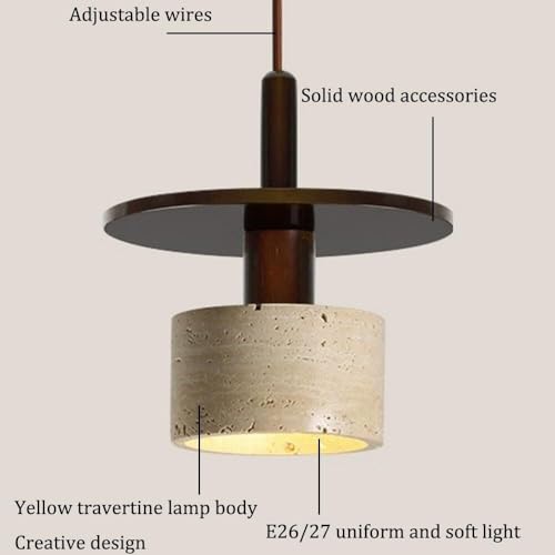 Lámpara de travertino amarillo con difusión de luz cálida ambiental 7