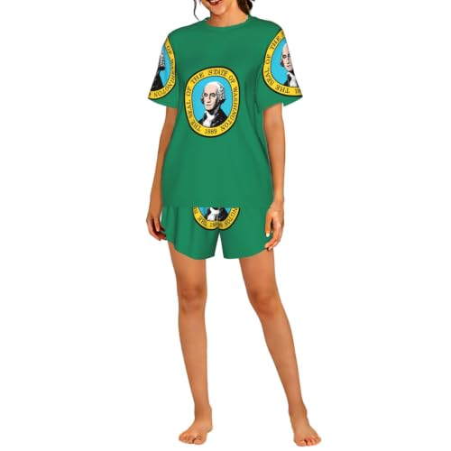 Pyjama court drapeau Washington : ensemble de nuit respirant et ultra doux pour femme