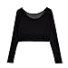 Weixinbuy Women Sheer Mesh Crop Long Sleeve Shirt Black 2