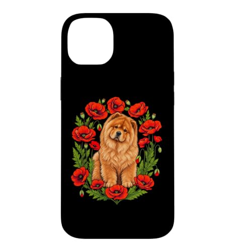 Womens Girls Kids Red Poppy Flowers Floral Chow Chow Lover �X�}�z�P�[�X iPhone 14 Plus �p