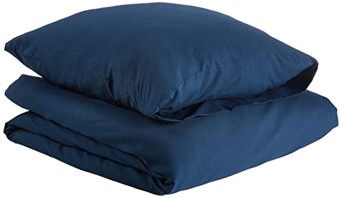 AmazonBasics 超细纤维被套套装,海军蓝,140 厘米 x 200 厘米/65 厘米 x 65 厘米 x 1