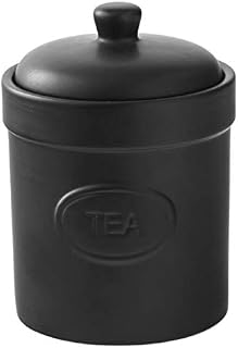 BIA - Tea Canister - Matte Black - Matte Storage Jar - Stoneware Kitchen Storage - Kitchen Storage & Organisation - Available in White and Black
