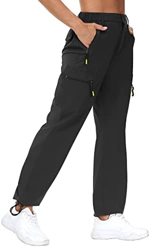 VVK Women's Quick Dry Hiking Lightweight Joggers Pants Water Resistant Athletic Lounge Track Pants with Zipper Pockets Black XXLarge